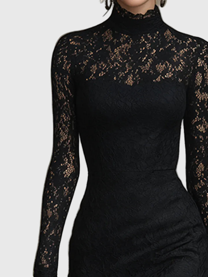 Monica | Vestido Maxi Elegante com Renda e Cauda de Peixe
