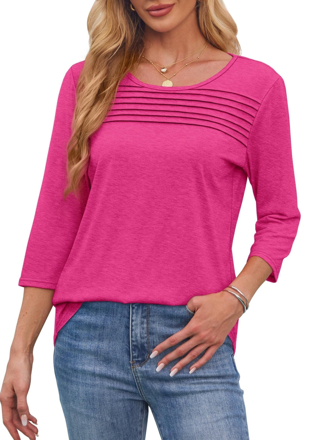 Mona | Blusa Plissada de Manga 3/4