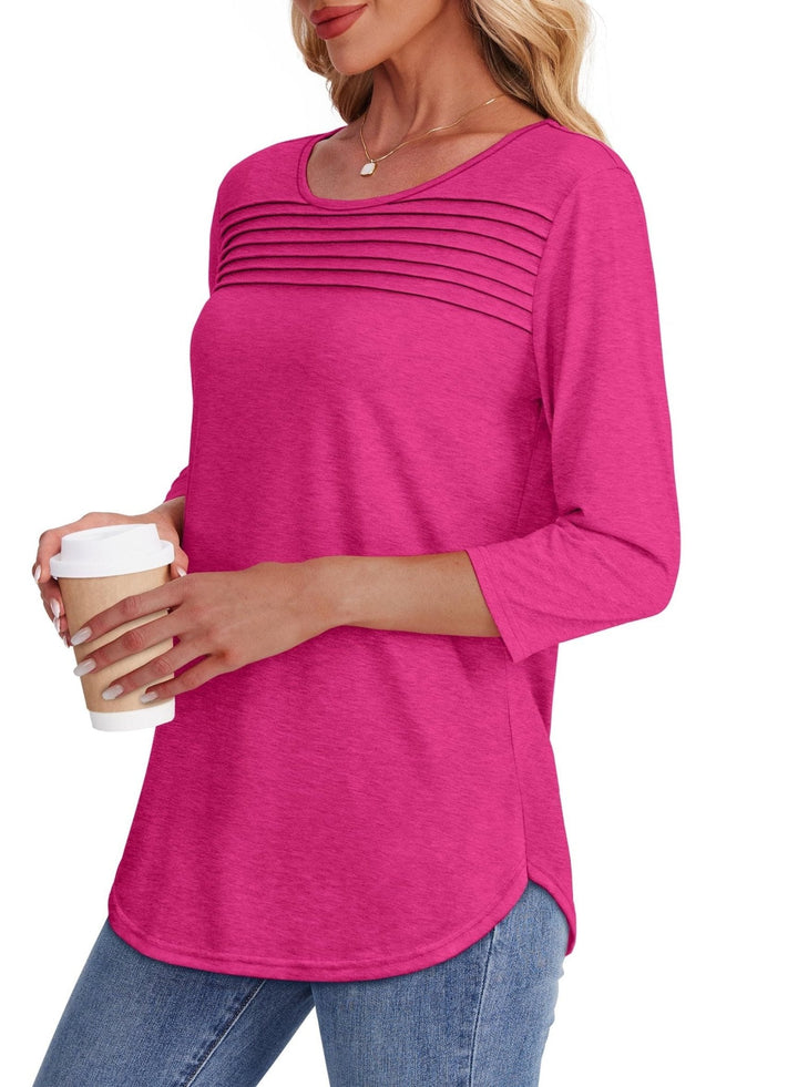 Mona | Blusa Plissada de Manga 3/4