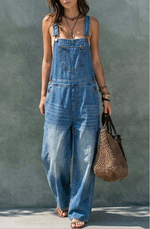 Harper | Macacão Jeans com Cintura Elástica