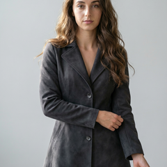 Teresa | Women's Longline Trench Coat, Structured Classic Layering Coat