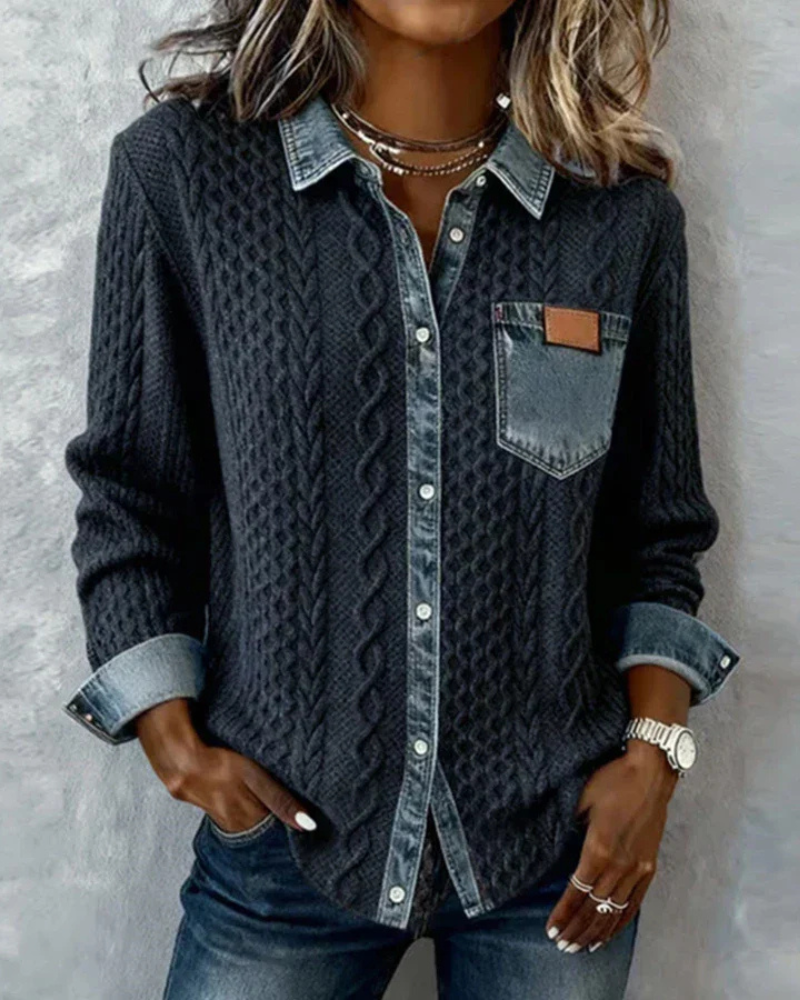 Juliane | Denim Look Button Up Shirt Womens
