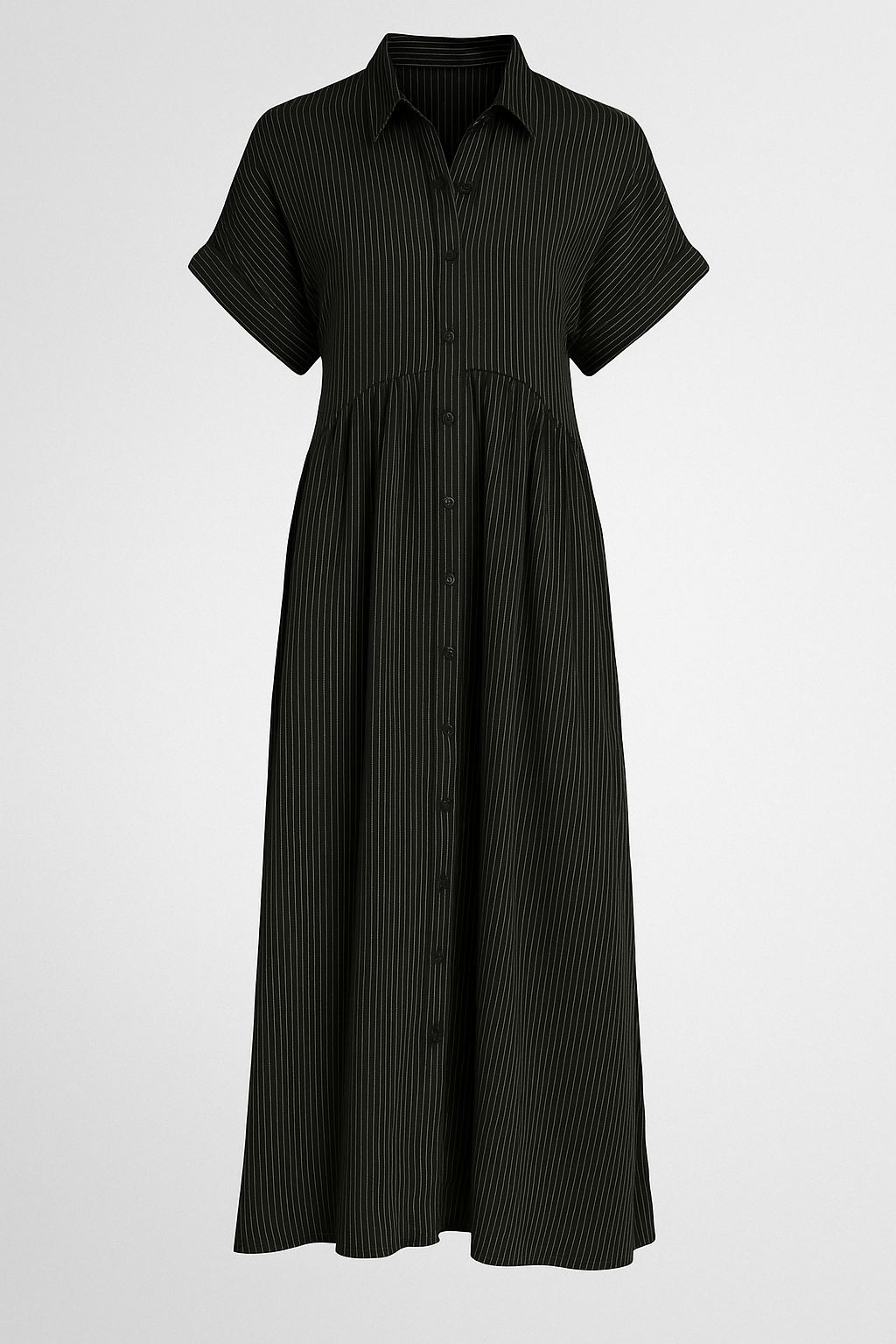 Vestido Midi Elegante Feminino com Bolsos