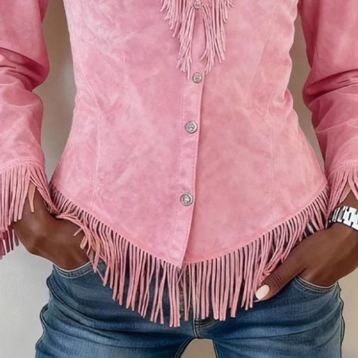 Kinsley │ Blusa de Camurça com Franjas e Botões