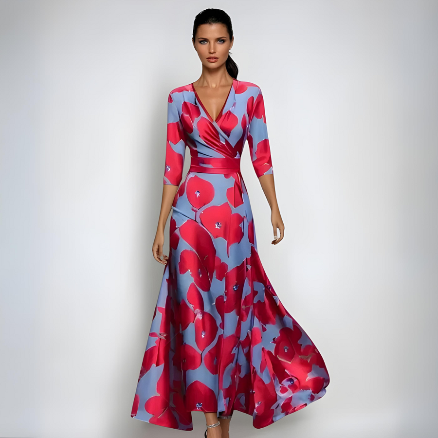 Hailey | Women's Floral Wrap Maxi Dress, Flowing Summer Dress for Garden Parties
