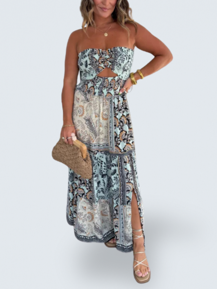 Moonlight | Vestido Maxi Boho com Estampa de Azulejo