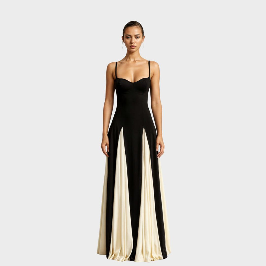 Alwen | Women's Sweetheart Neckline Maxi Dress, Two-Tone Formal Evening Dress
