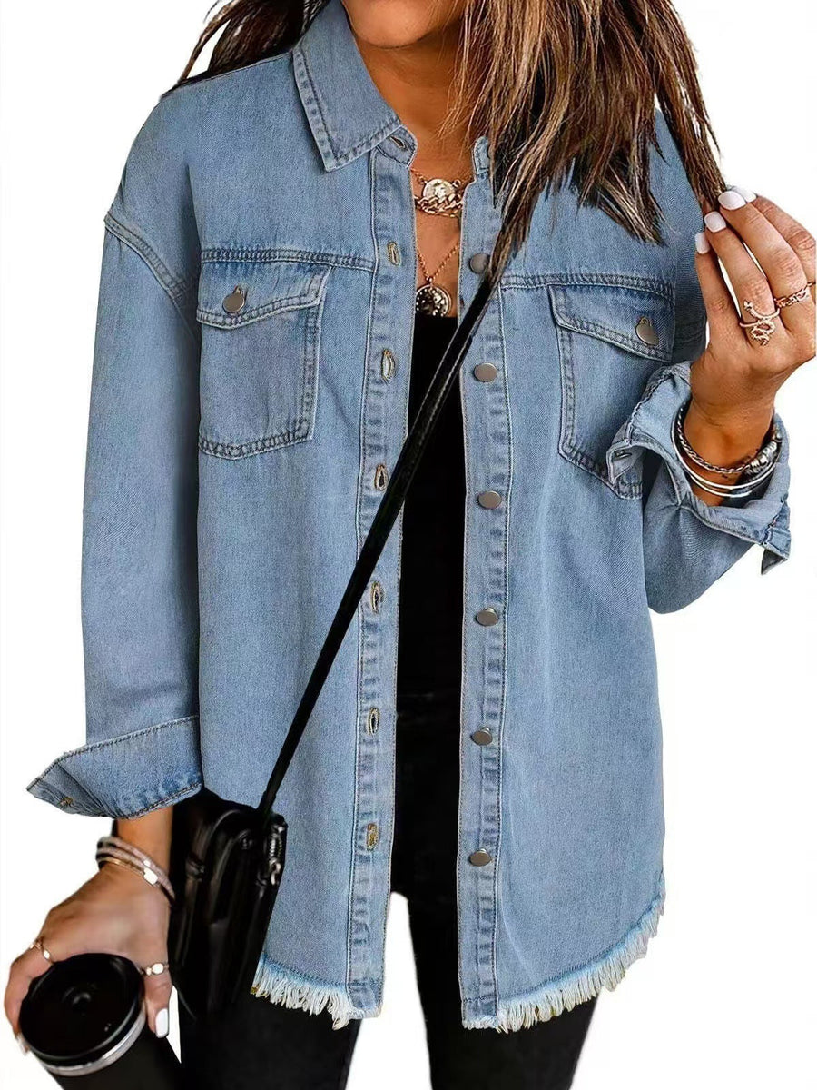 ROXANE | Women's Oversized Denim Jacket, Relaxed Fit Casual Jean Jacket