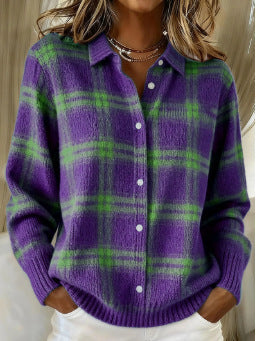 Maria™ – Soft Hoodie Blouse with Check Pattern