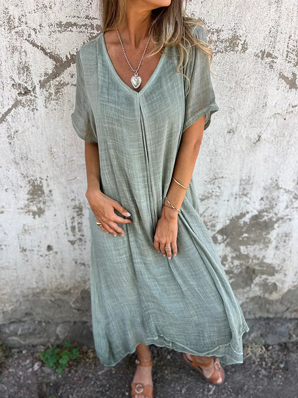 Amy | Vestido com Decote em V e Cobertura para Barriga
