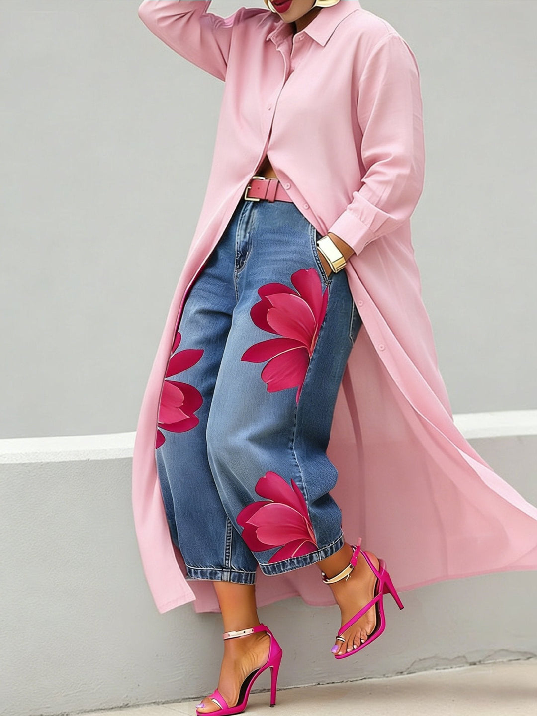 Sophia | Calças Elegantes de Perna Larga com Estampa Floral