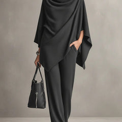 Sarina | Women's Draped Two-Piece Set, Flowing Top and Wide-Leg Trousers Outfit