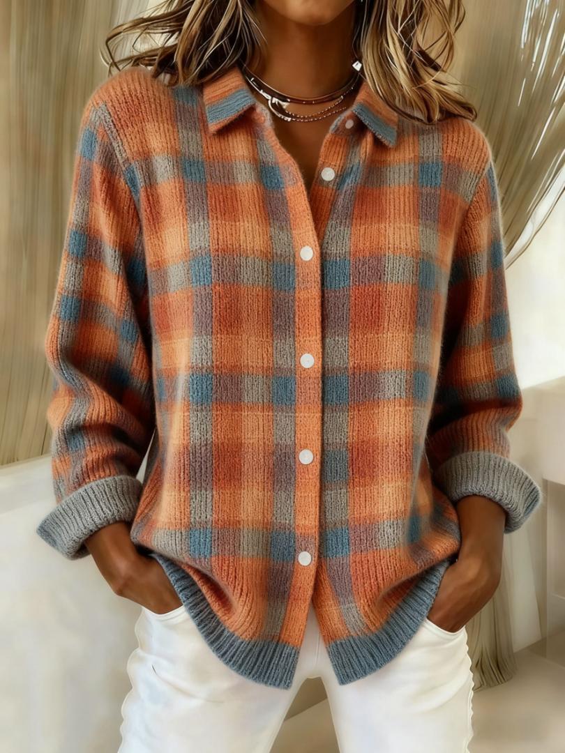 Sofia – Blusa Xadrez Feita de Material Quente e Macio de Moletom