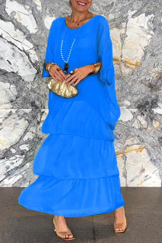 Vestido em Camadas Nora - Azul
