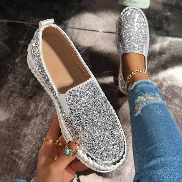 JAMILA - Mocassins Slip-On Elegantes Decorados com Glitter