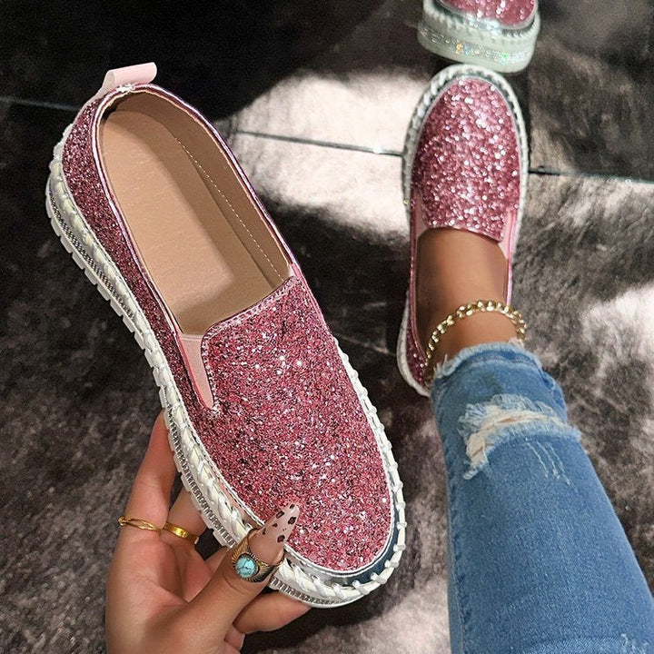 JAMILA - Mocassins Slip-On Elegantes Decorados com Glitter