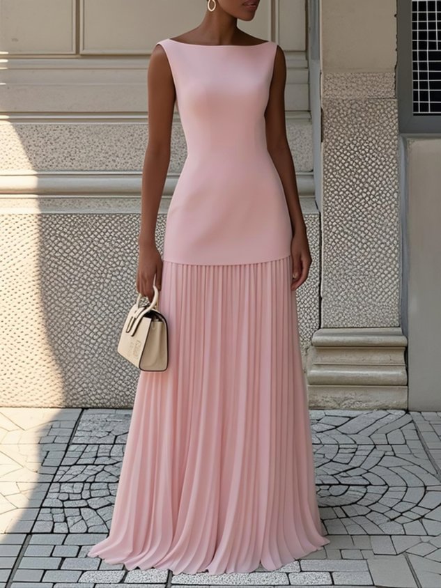Rowina | Vestido Sem Mangas com Pregas Fluídas