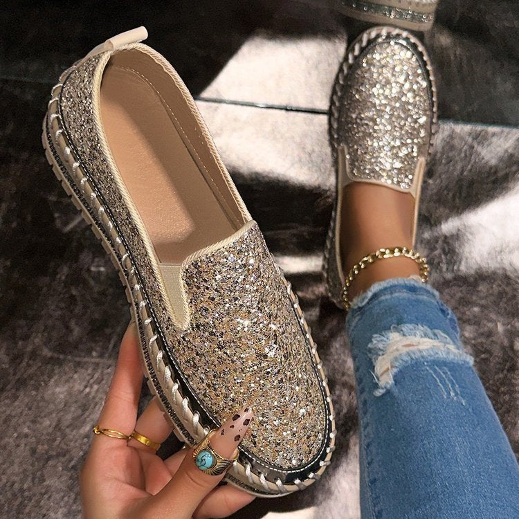 JAMILA - Mocassins Slip-On Elegantes Decorados com Glitter