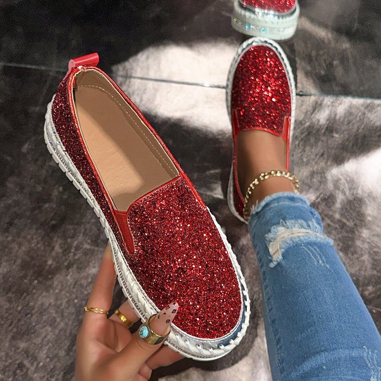 JAMILA - Mocassins Slip-On Elegantes Decorados com Glitter