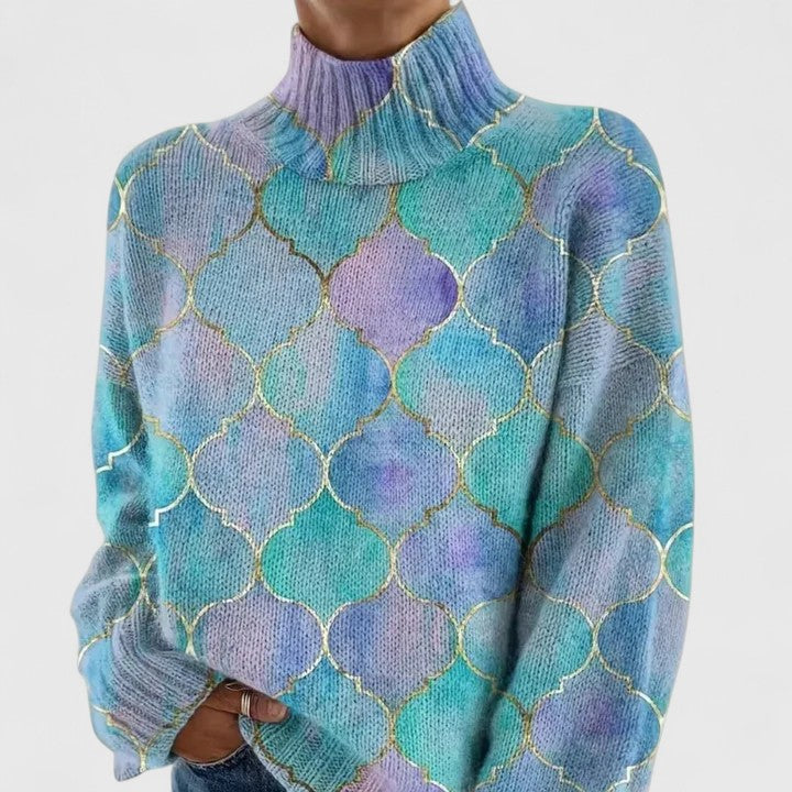 Jolanda | Women's Pastel Knit Sweater, Soft Shimmer Detail Winter Sweater