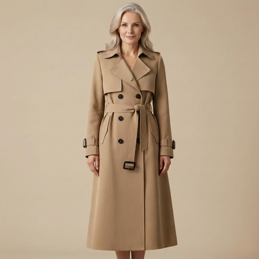 Bianca | Women's Belted Trench Coat, Warm Lined Coat with Sleek Buttons for Cold Days