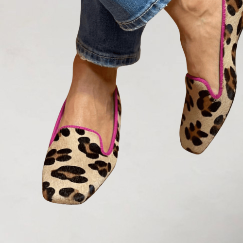 Yvonne | Mocassins Estampados de Onça