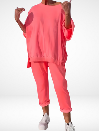 Verlie | Women's Loose Fit Two-Piece Loungewear Set, Soft Relaxed Home Outfit