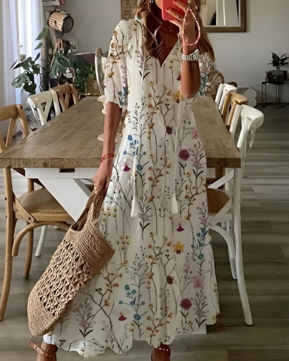 Celina | Vestido Boho com Cobertura para Barriga