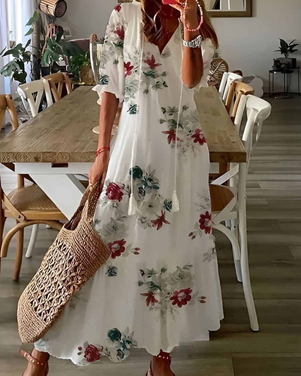 Celina | Vestido Boho com Cobertura para Barriga