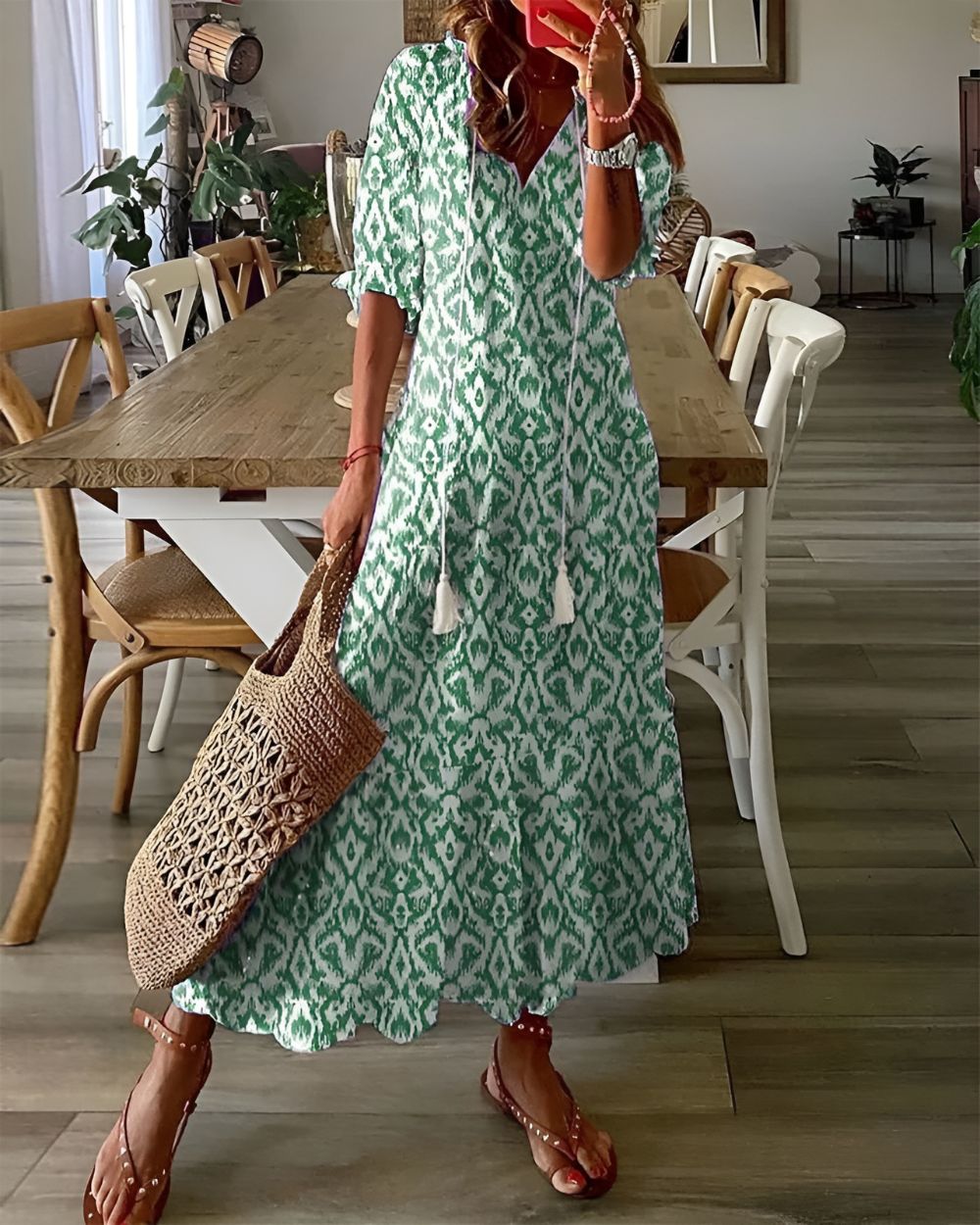 Celina | Vestido Boho com Cobertura para Barriga