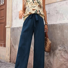 Antonette | Women's Sleeveless Two-Piece Set, Flowy Wide Pants Summer Outfit