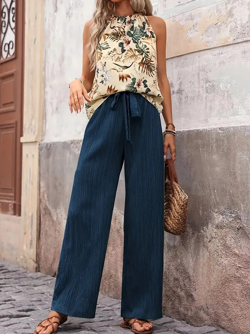Antonette| Conjunto Elegante de Duas Peças Sem Mangas