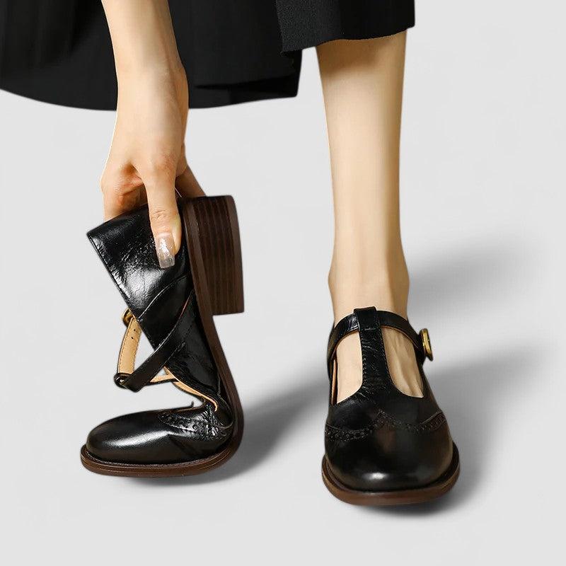 Olyssiah | Women's T-Bar Mary Jane Shoes, Low Block Heel Cushioned Comfort Shoes