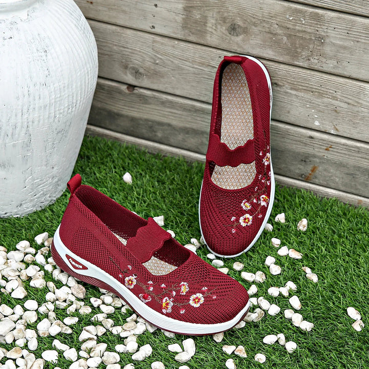 Fajon - Tênis Confortáveis com Bordado Floral