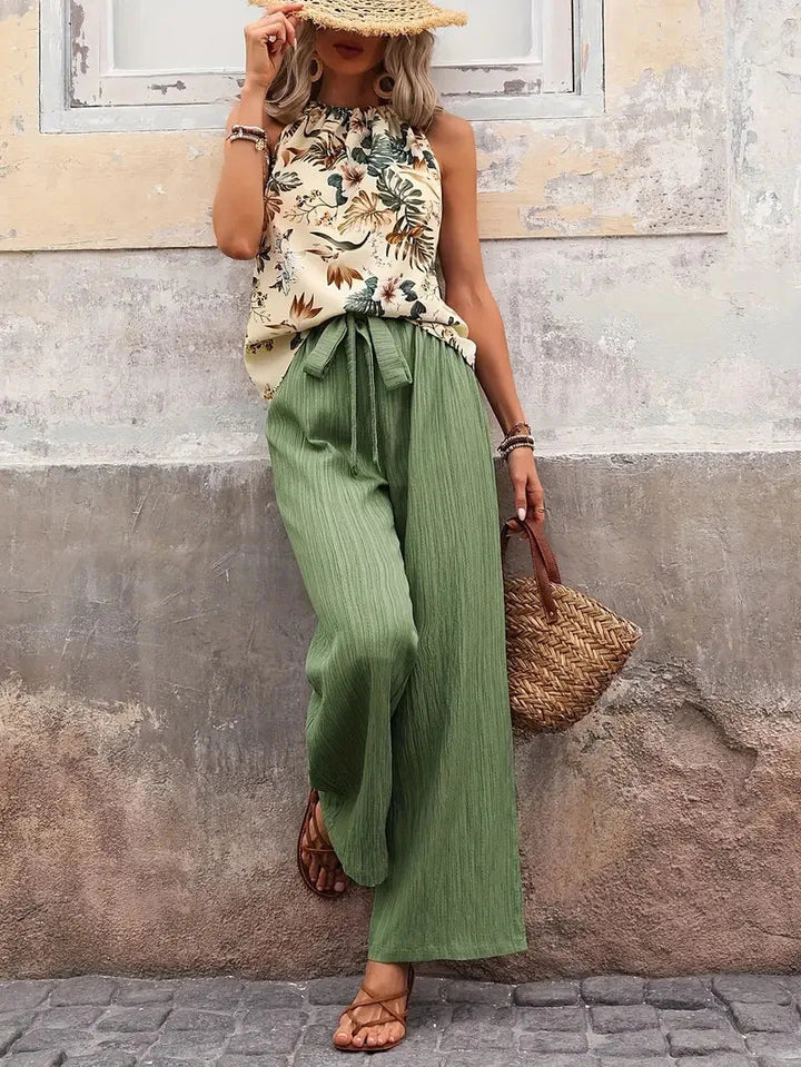 Antonette| Conjunto Elegante de Duas Peças Sem Mangas