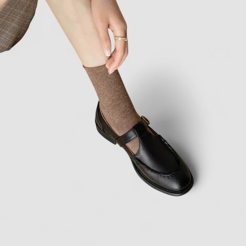 Zhelynne | Sapatos Ortopédicos Mary Jane com Bico Quadrado