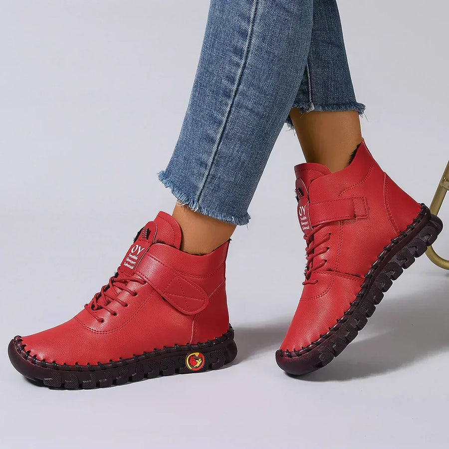 Vexia | Women's Fleece-Lined Winter Boots, Round Toe Soft Sole Boots for Casual Wear