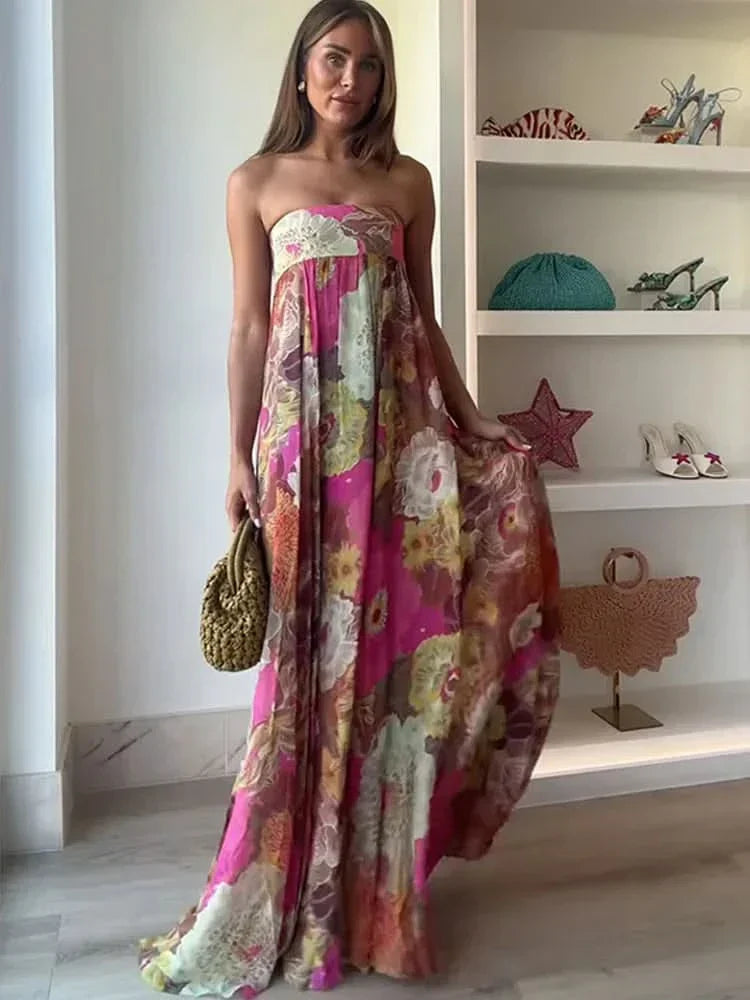 Lylah | Strapless High Waist Maxi Dress