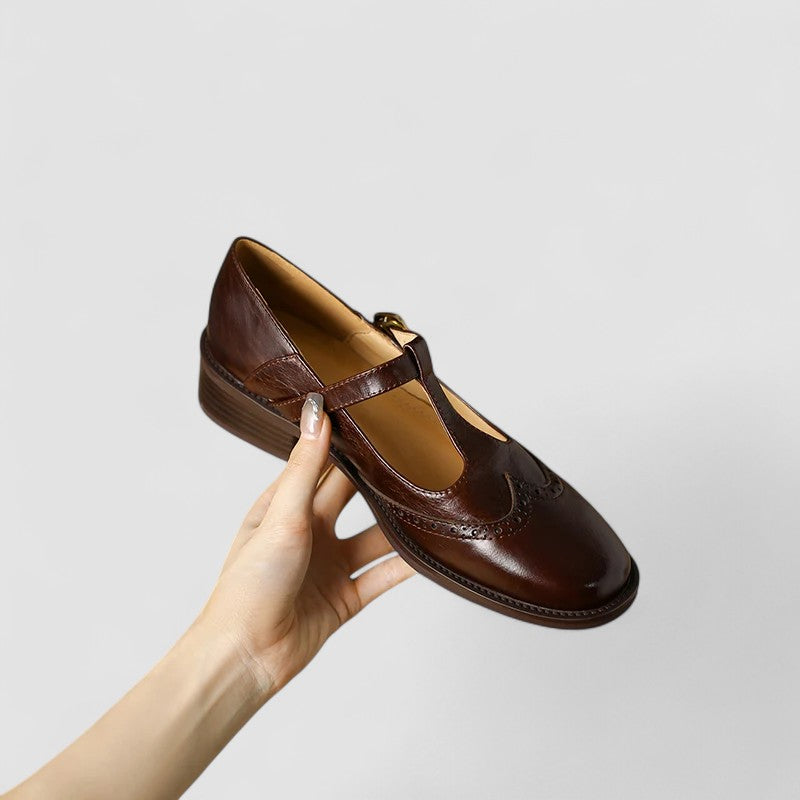 Olyssiah | Women's T-Bar Mary Jane Shoes, Low Block Heel Cushioned Comfort Shoes