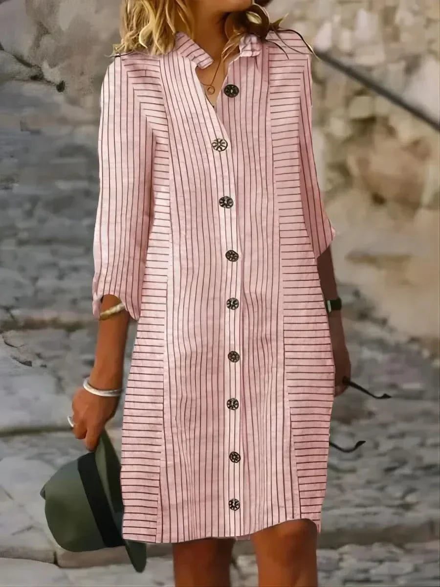 Doris | Women's Relaxed Striped Shirt Dress, Lightweight Summer Day Dress