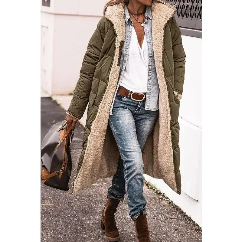 Joelle | Women's Insulated Winter Trench Coat, Warm Lined Coat with Pockets