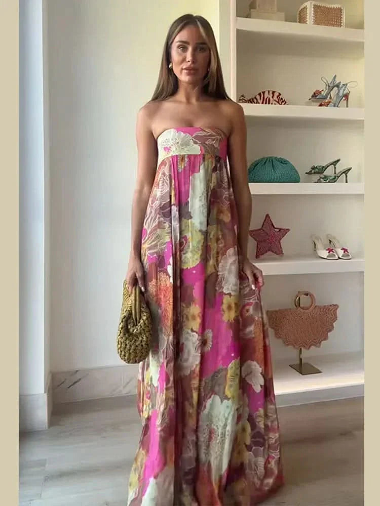 Lylah | Strapless High Waist Maxi Dress