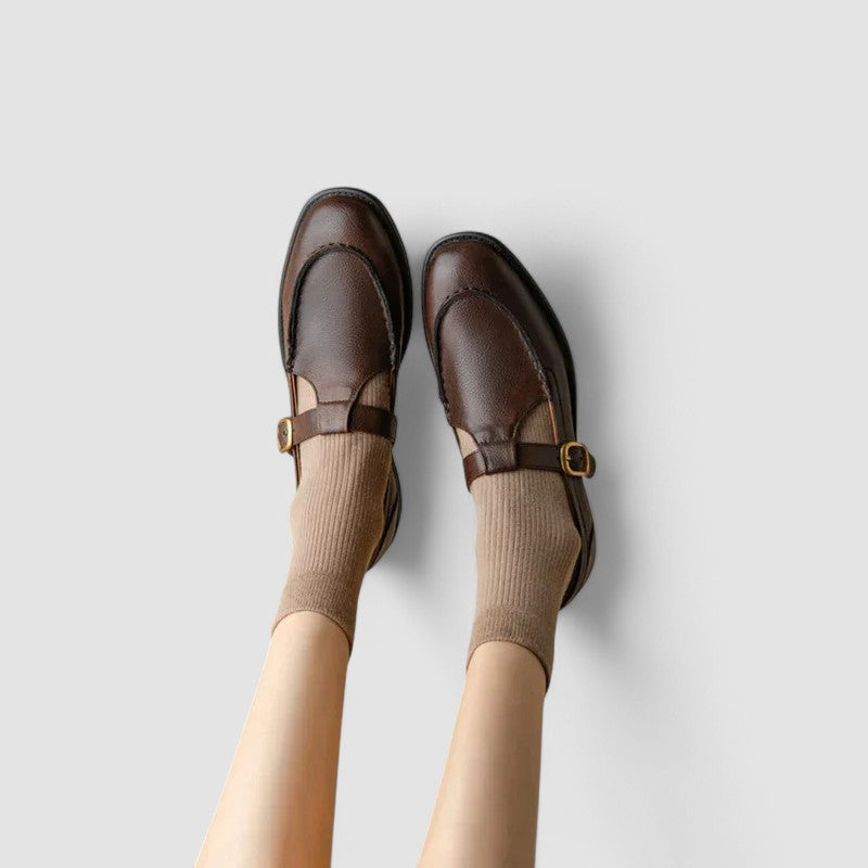 Zhelynne | Sapatos Ortopédicos Mary Jane com Bico Quadrado