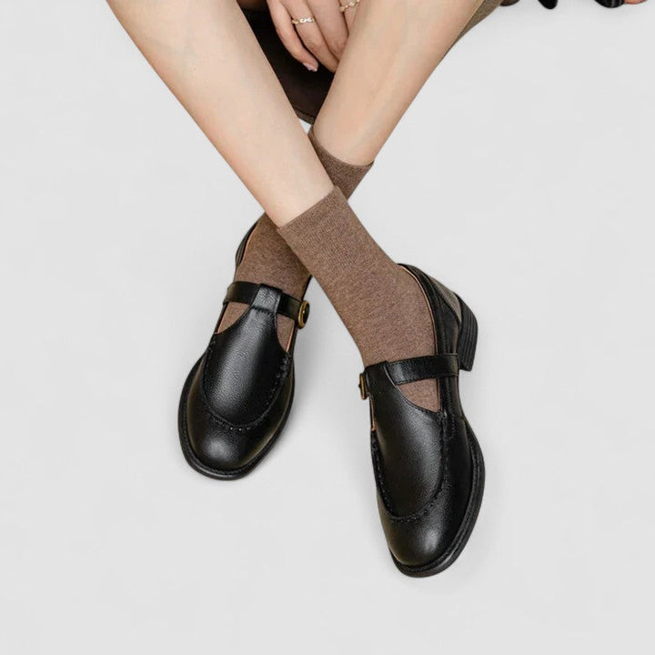 Zhelynne | Sapatos Ortopédicos Mary Jane com Bico Quadrado