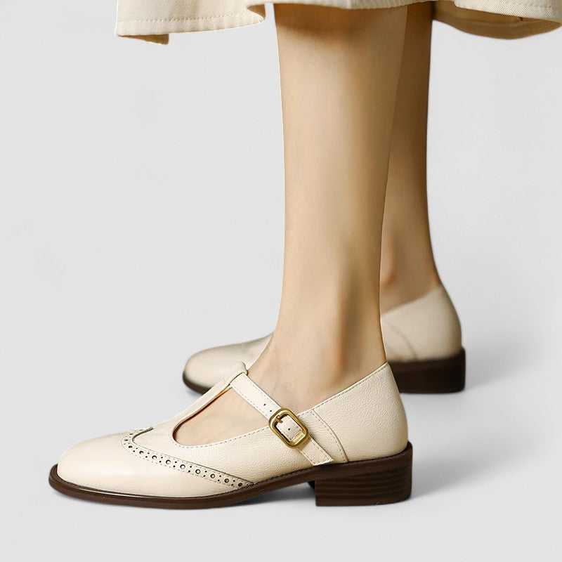 Olyssiah | Women's T-Bar Mary Jane Shoes, Low Block Heel Cushioned Comfort Shoes