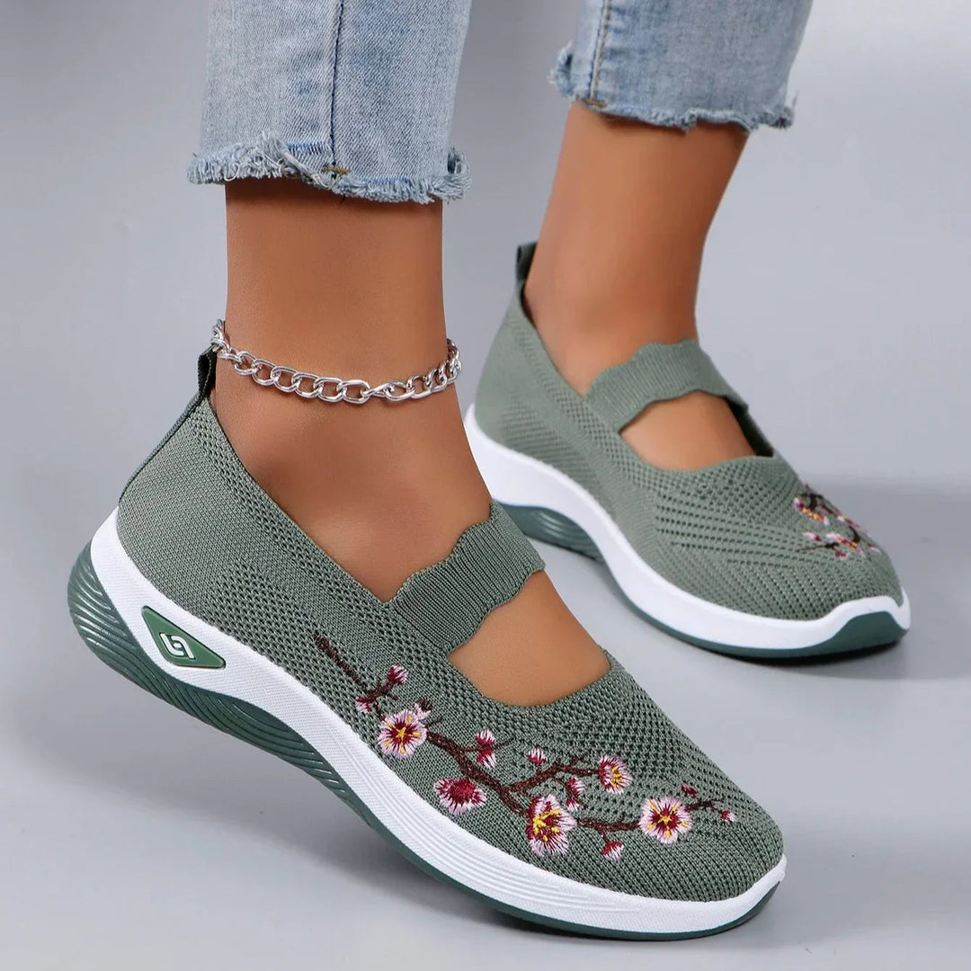 Fajon - Tênis Confortáveis com Bordado Floral