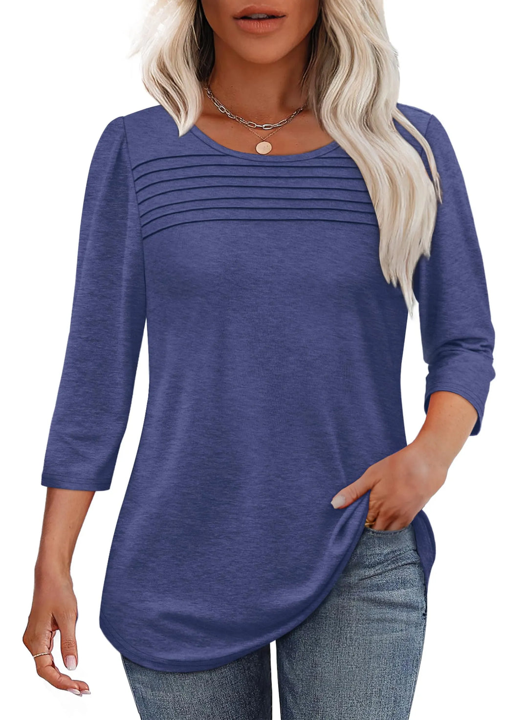 Mona | Blusa Plissada de Manga 3/4