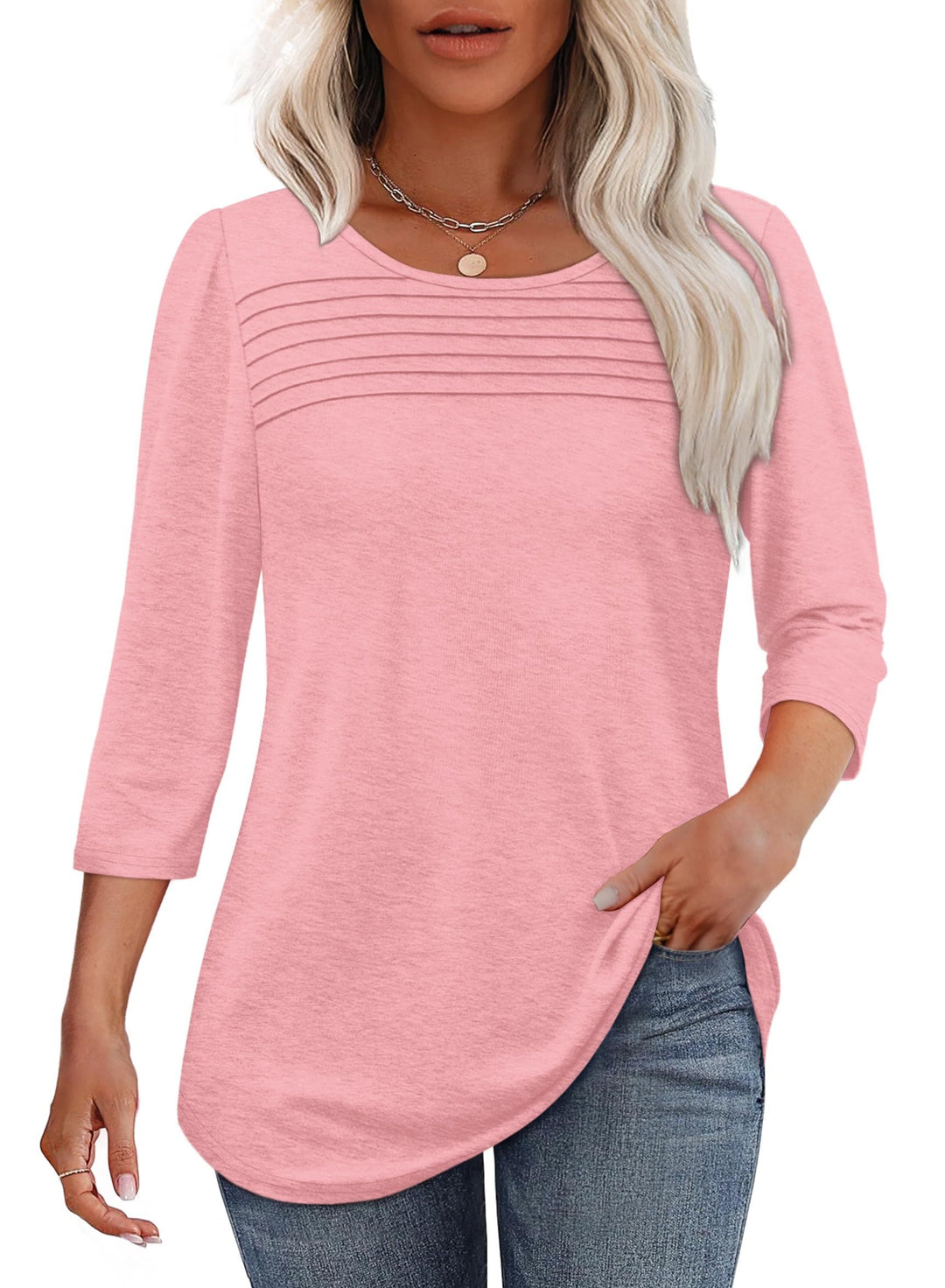 Mona | Blusa Plissada de Manga 3/4