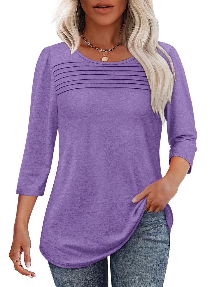 Mona | Blusa Plissada de Manga 3/4