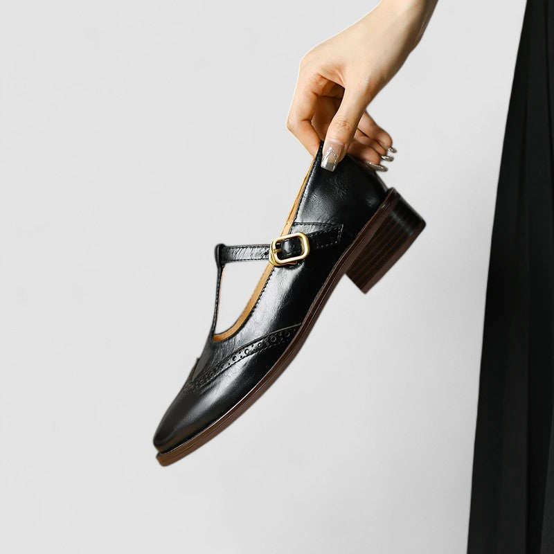 Olyssiah | Women's T-Bar Mary Jane Shoes, Low Block Heel Cushioned Comfort Shoes